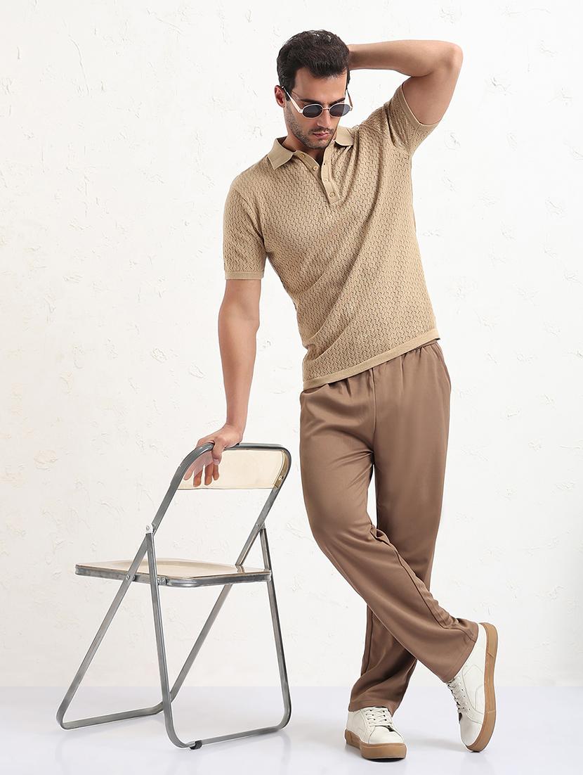men beige short sleeve solid slim fit polo t-shirt - 21843968 - Standard Image - 5