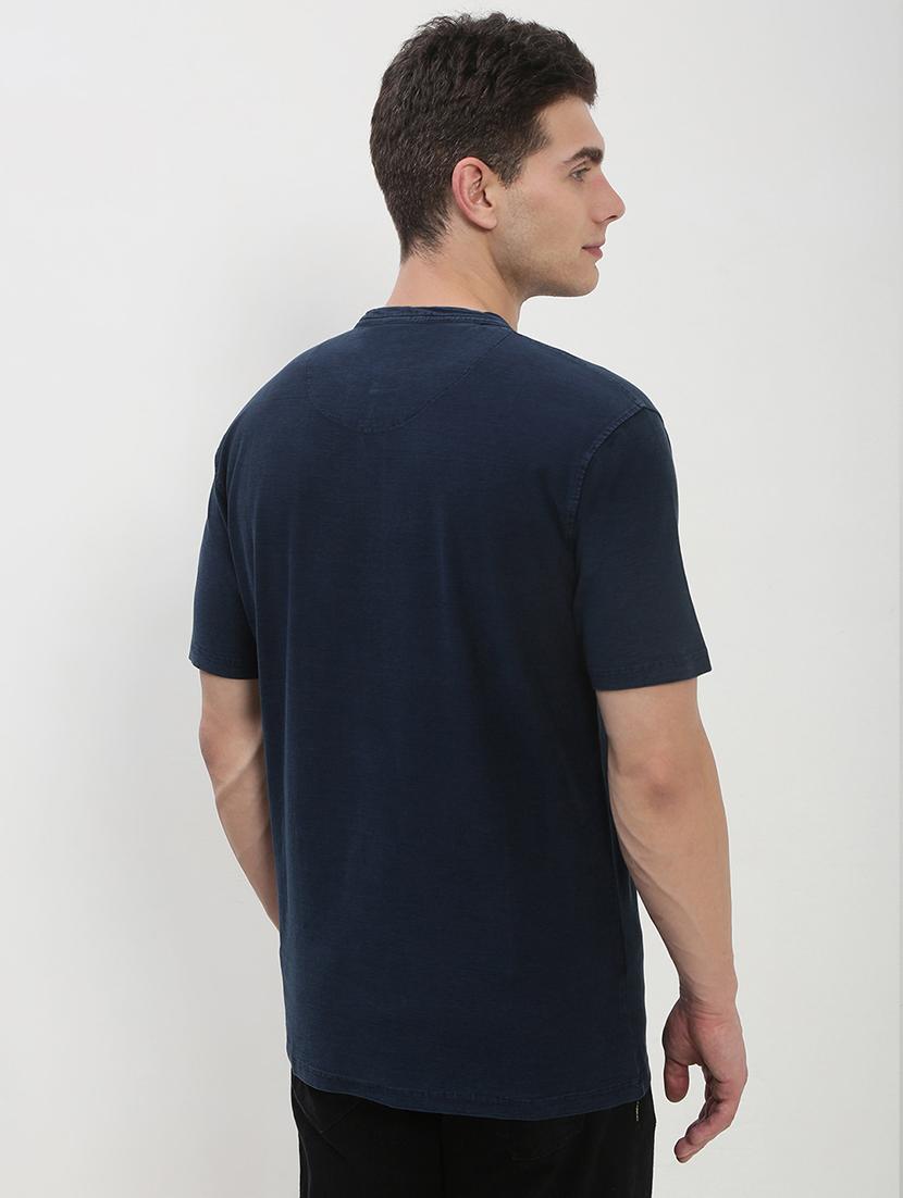 men navy blue short sleeve solid slim fit t-shirt - 21843970 - Standard Image - 3
