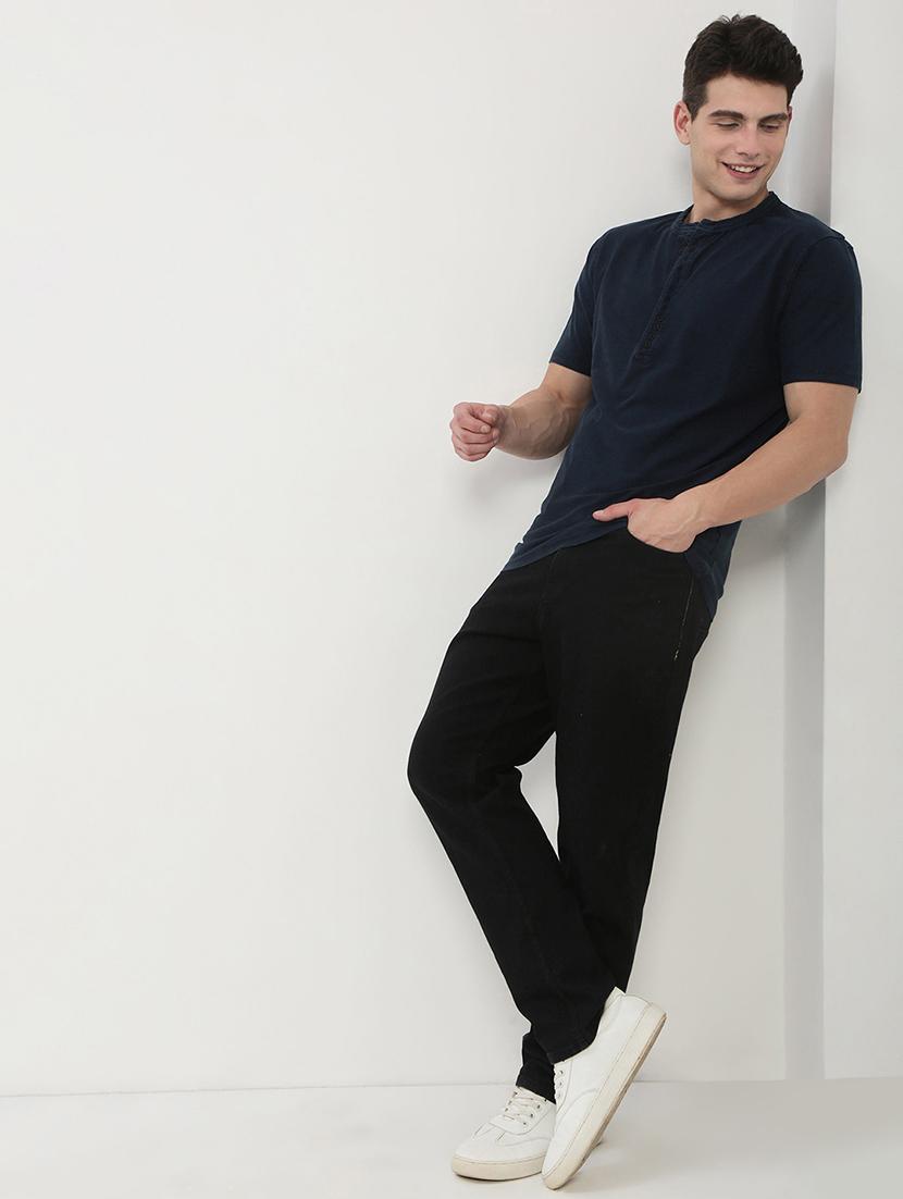 men navy blue short sleeve solid slim fit t-shirt - 21843970 - Standard Image - 5