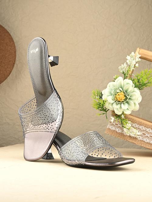 women grey embellished sandal - 21844104 - Standard Image - 0