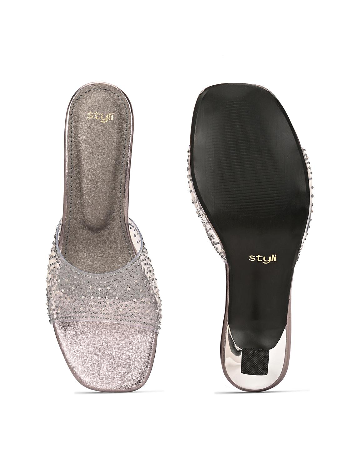 women grey embellished sandal - 21844104 - Standard Image - 5