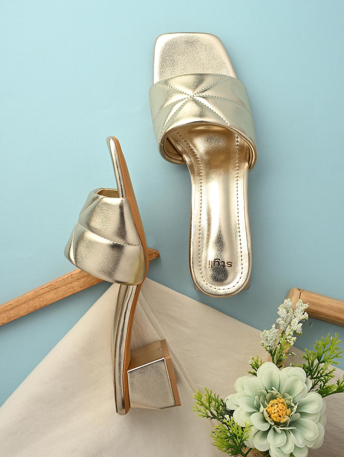 women gold block heel sandal - 21844105 -  Zoom Image - 0