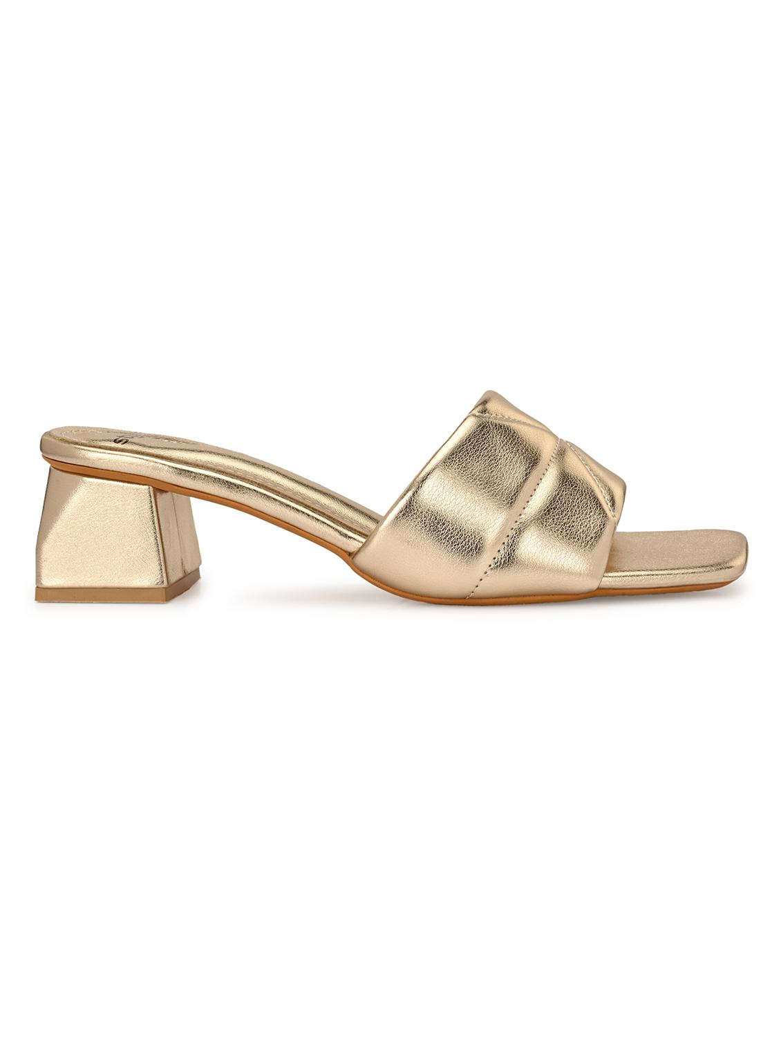 women gold block heel sandal - 21844105 - Standard Image - 3