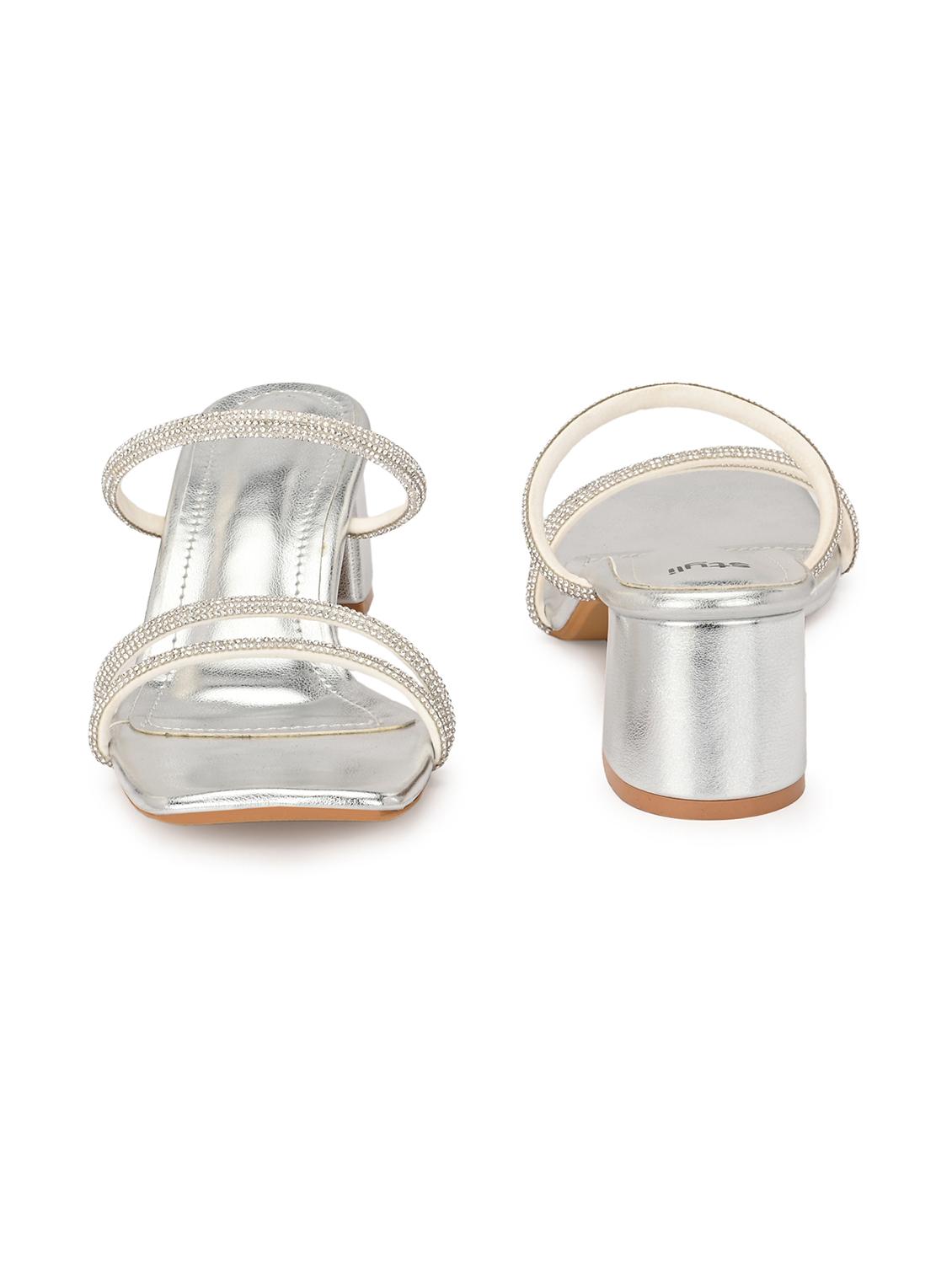 womem silver embellsihed sandal - 21844106 - Standard Image - 3