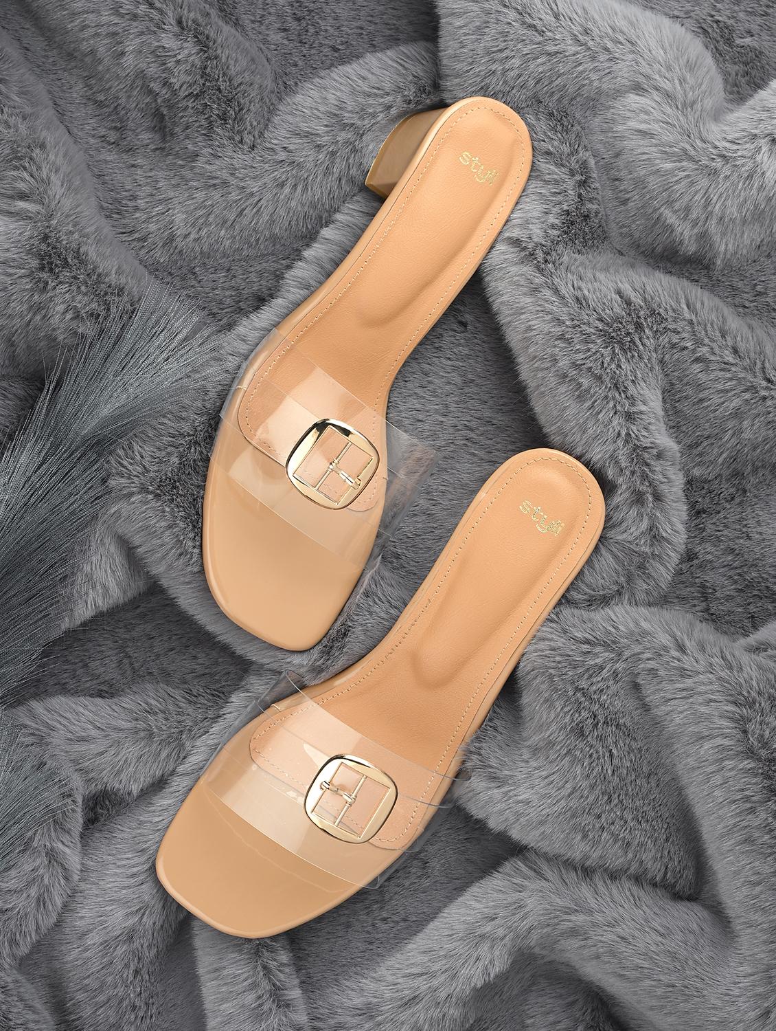 women solid transparent strap sandal - 21844107 - Zoom Image - 0
