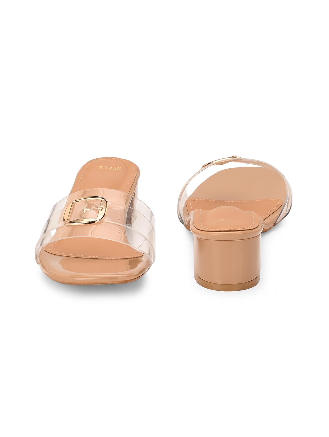 women solid transparent strap sandal - 21844107 - Standard Image - 3