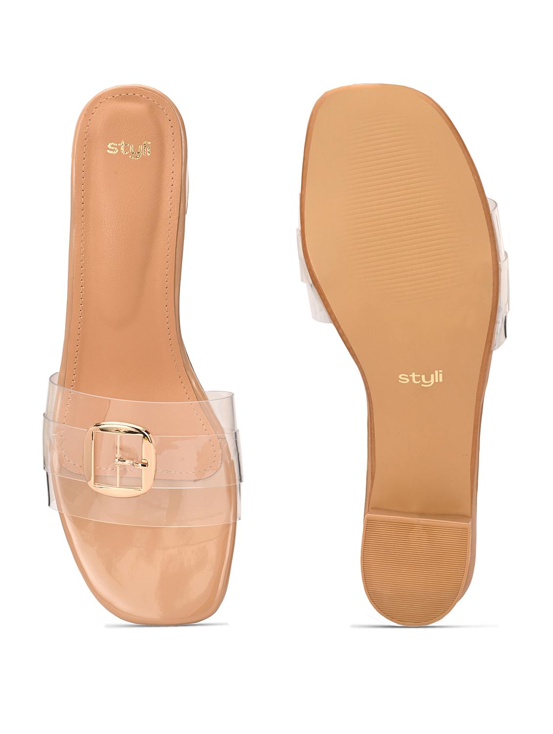 women solid transparent strap sandal - 21844107 - Standard Image - 5