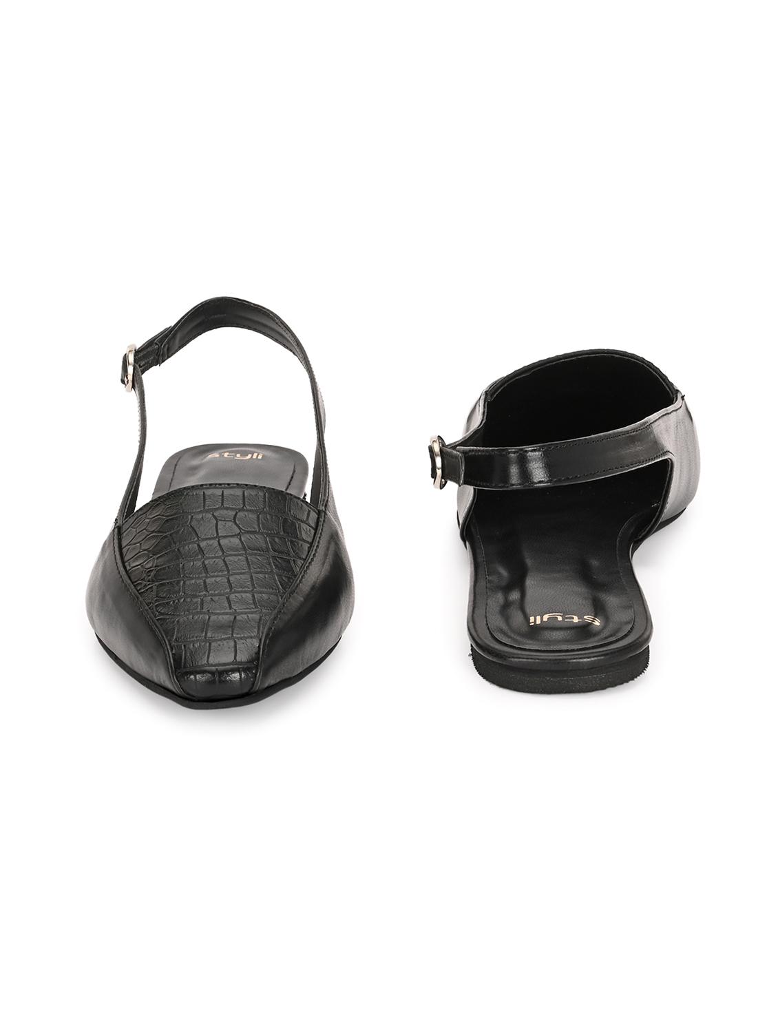 women black textured flats - 21844110 - Standard Image - 3