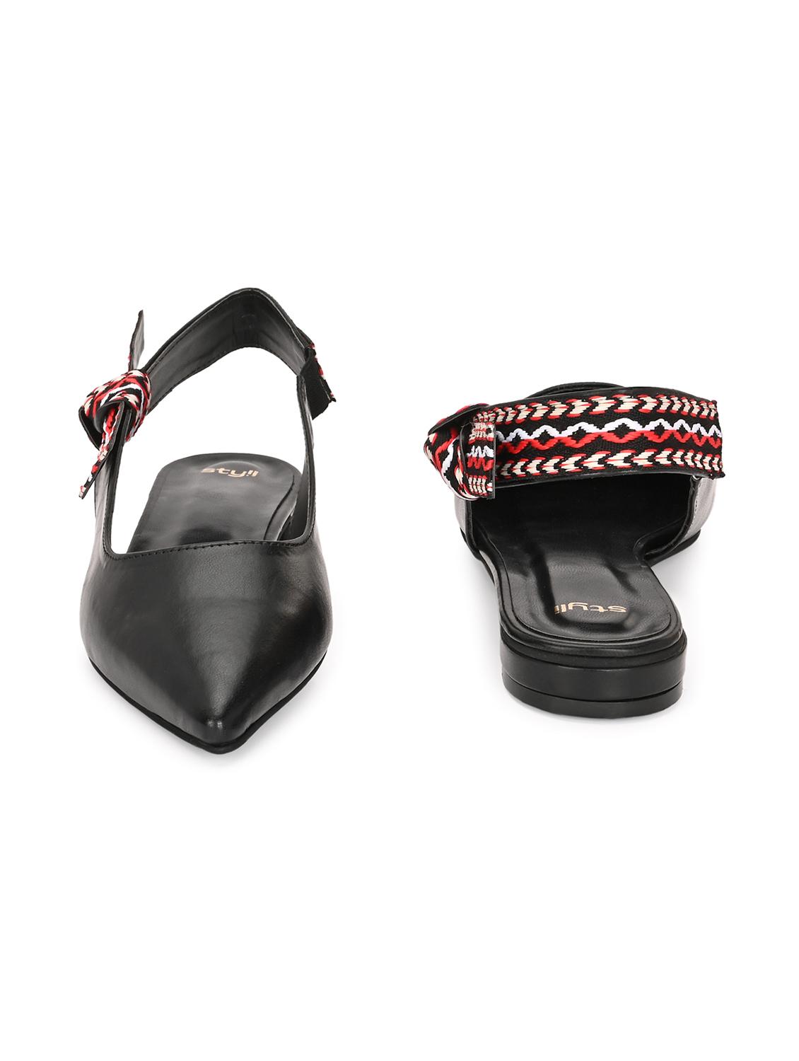 women black back strap flats - 21844111 - Standard Image - 3