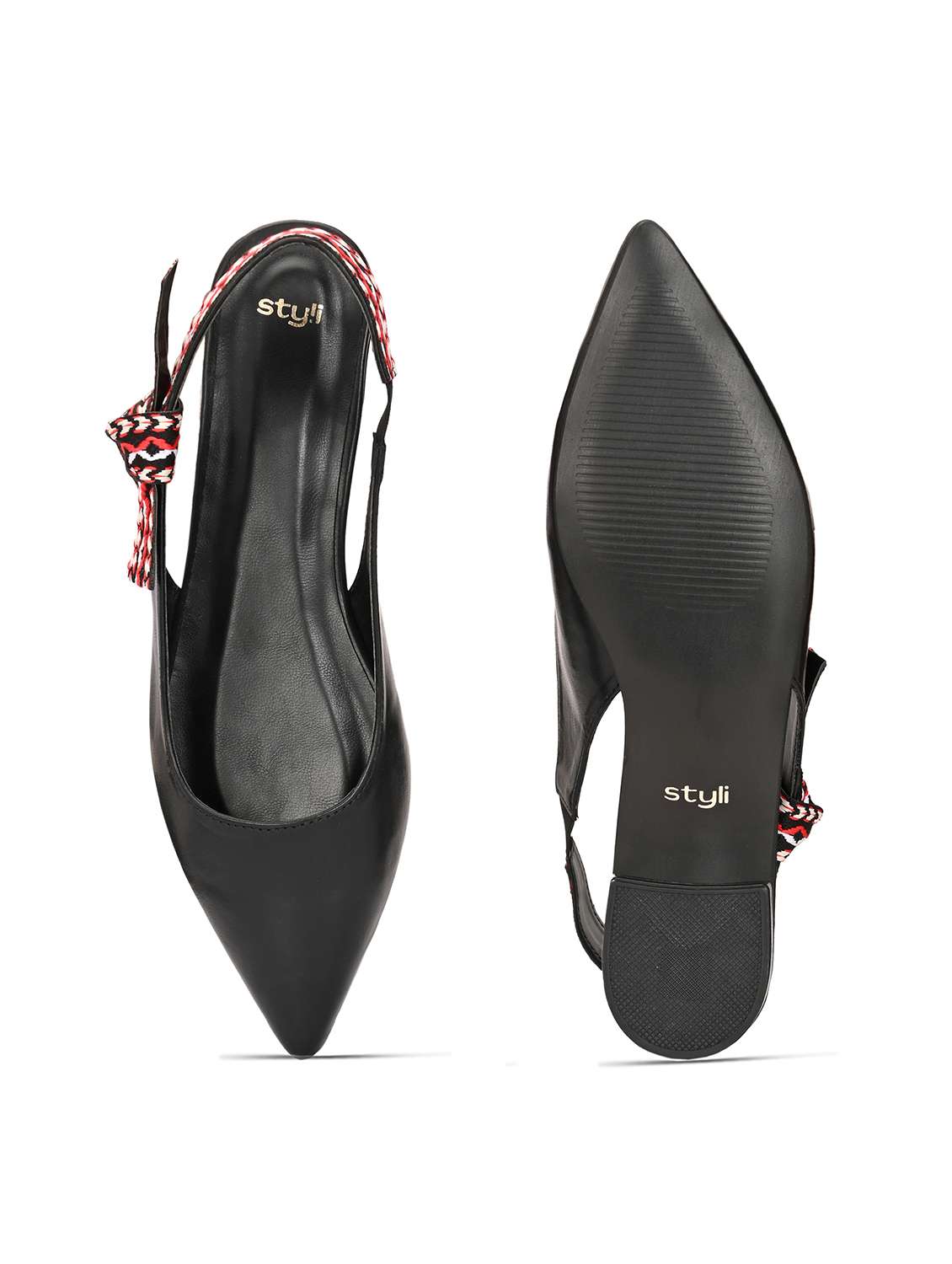 Women Black Back Strap Flats