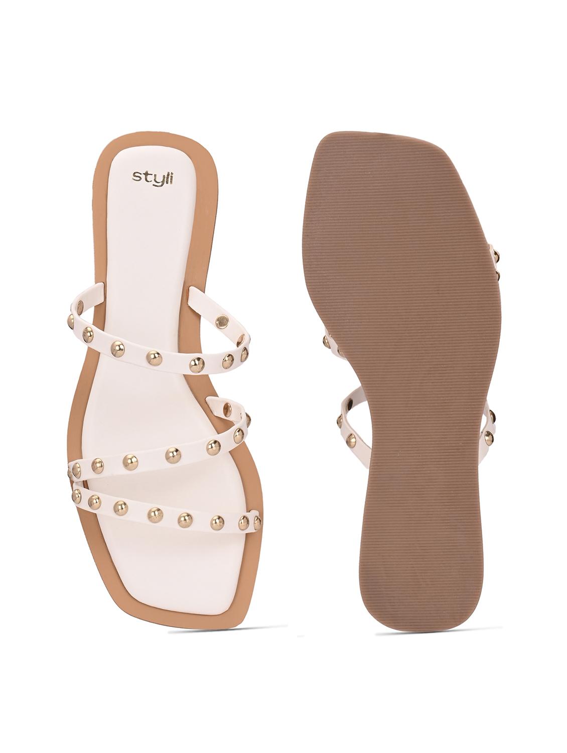 women white embellsihed slip on flats - 21844112 - Standard Image - 5