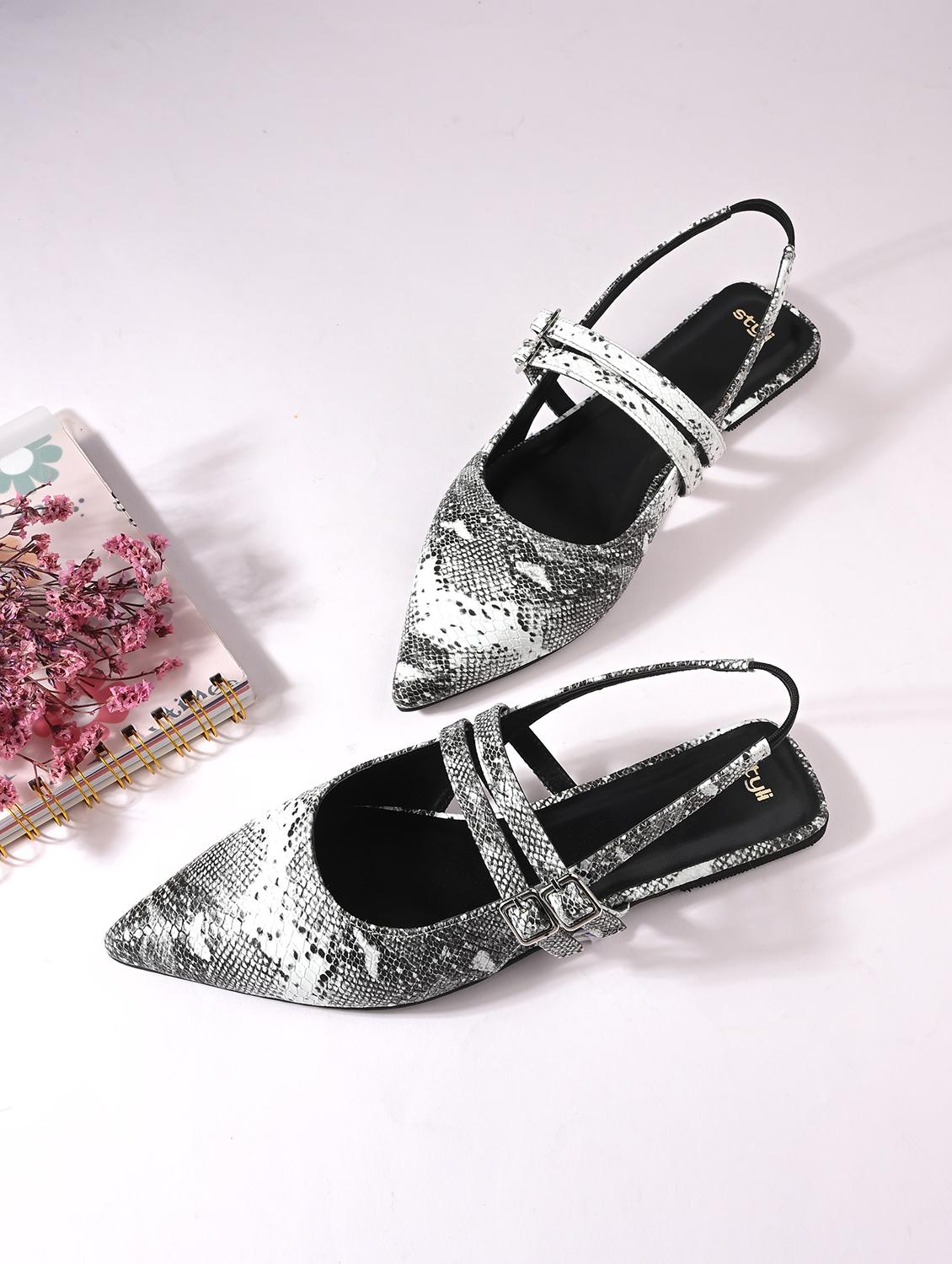 women grey textured back strap flats  - 21844119 -  Zoom Image - 0