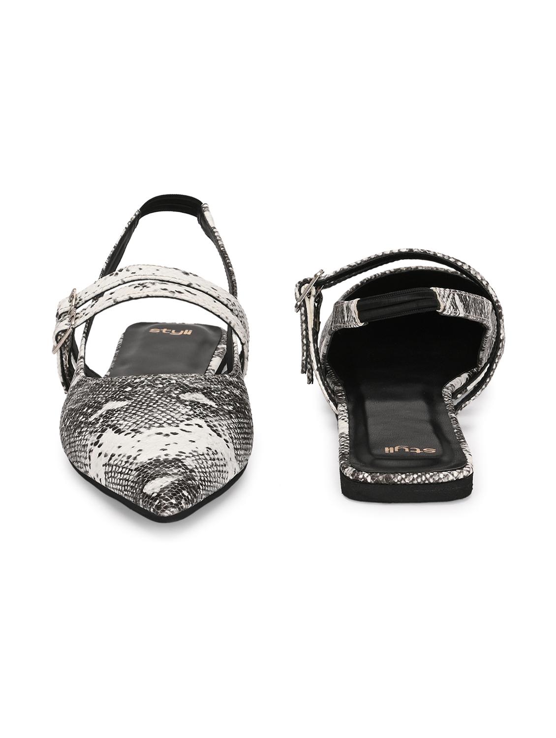 women grey textured back strap flats - 21844119 - Standard Image - 3