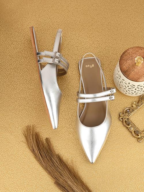women silver back strap flats  - 21844120 -  Standard Image - 0