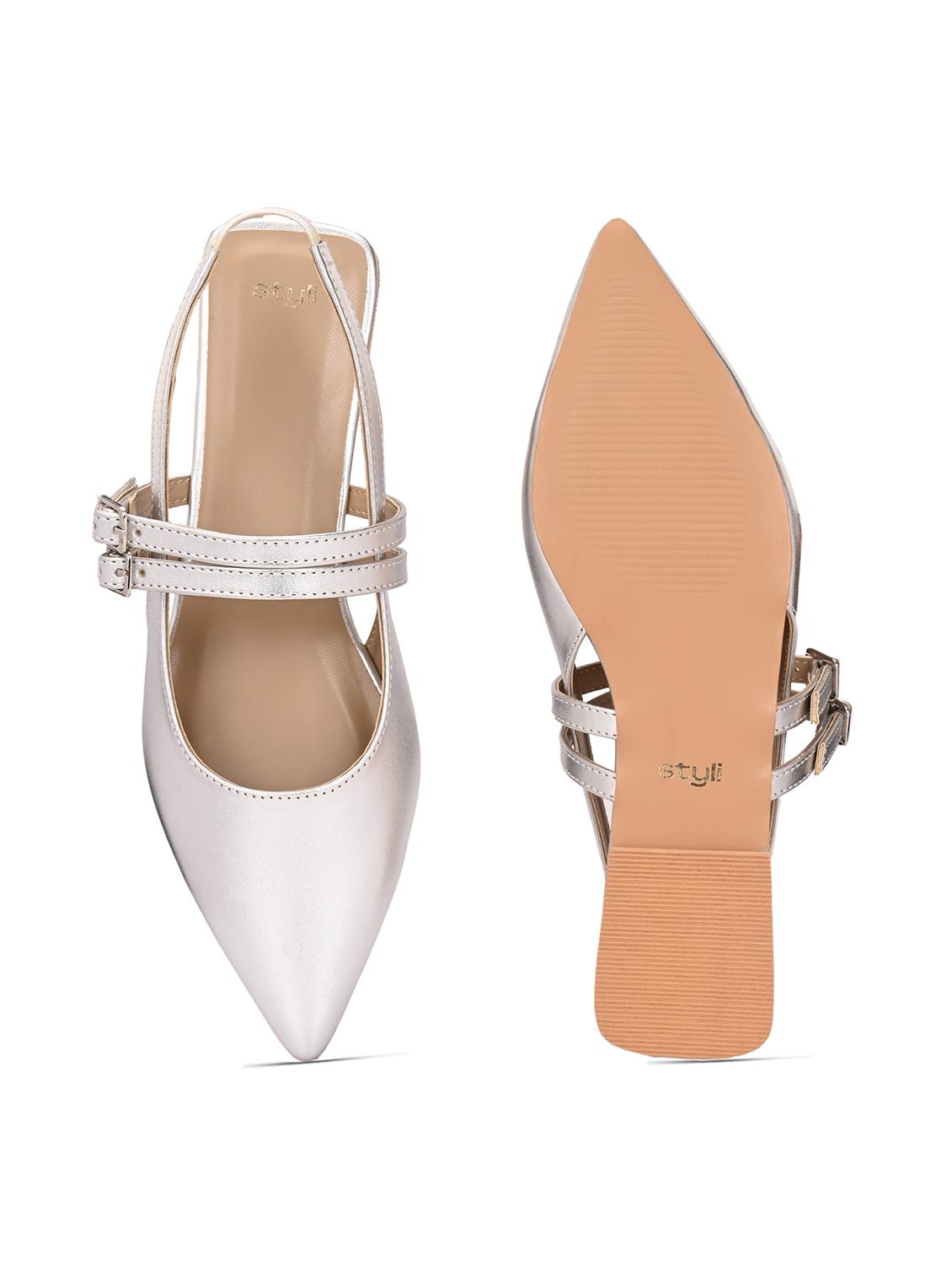 women silver back strap flats - 21844120 - Standard Image - 5