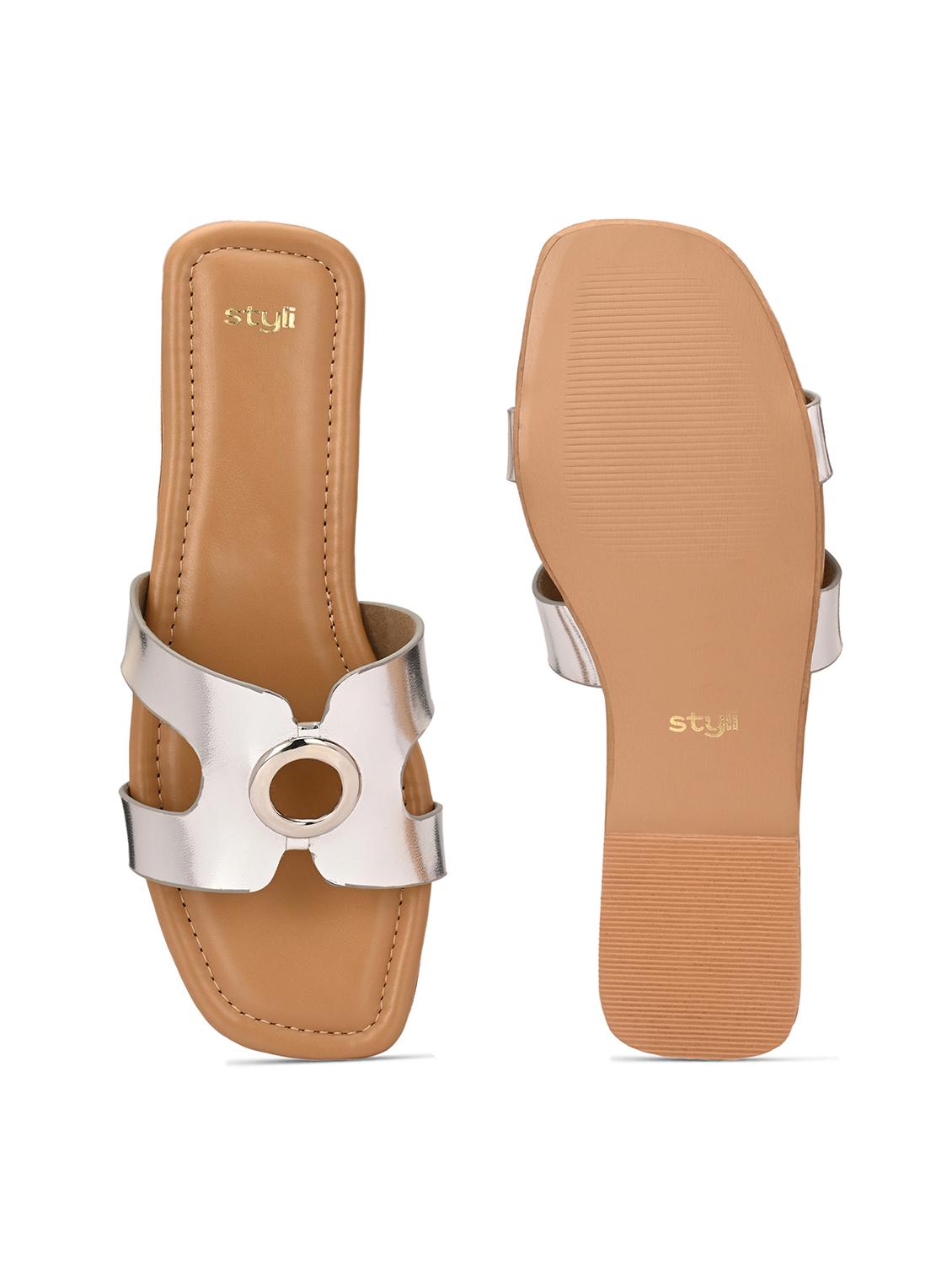 women silver slip on flats - 21844124 - Standard Image - 5