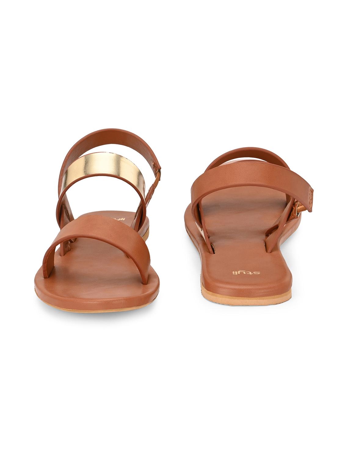 women tan back strap flats - 21844126 - Standard Image - 3