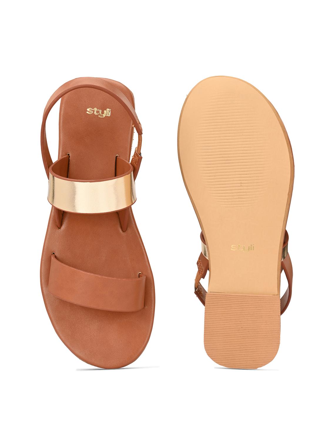 women tan back strap flats - 21844126 - Standard Image - 5