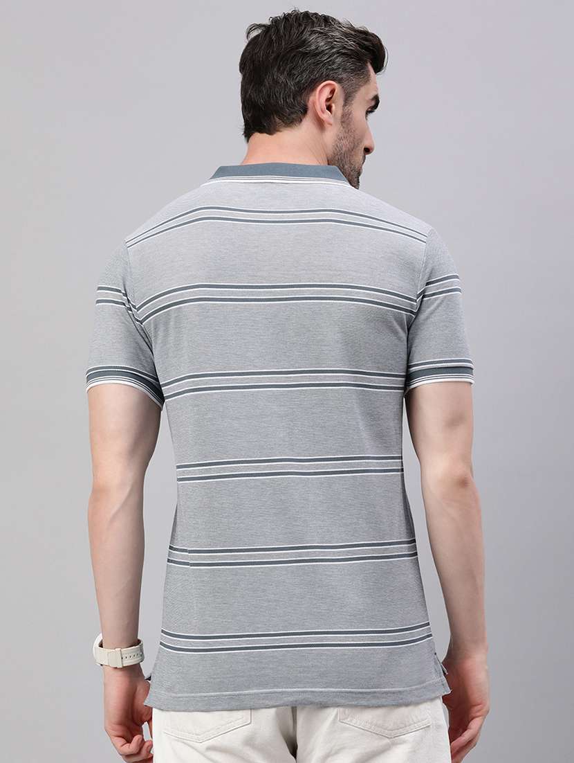 men stripes short sleeve slim fit polo t-shirt - 21844301 -  Standard Image - 3