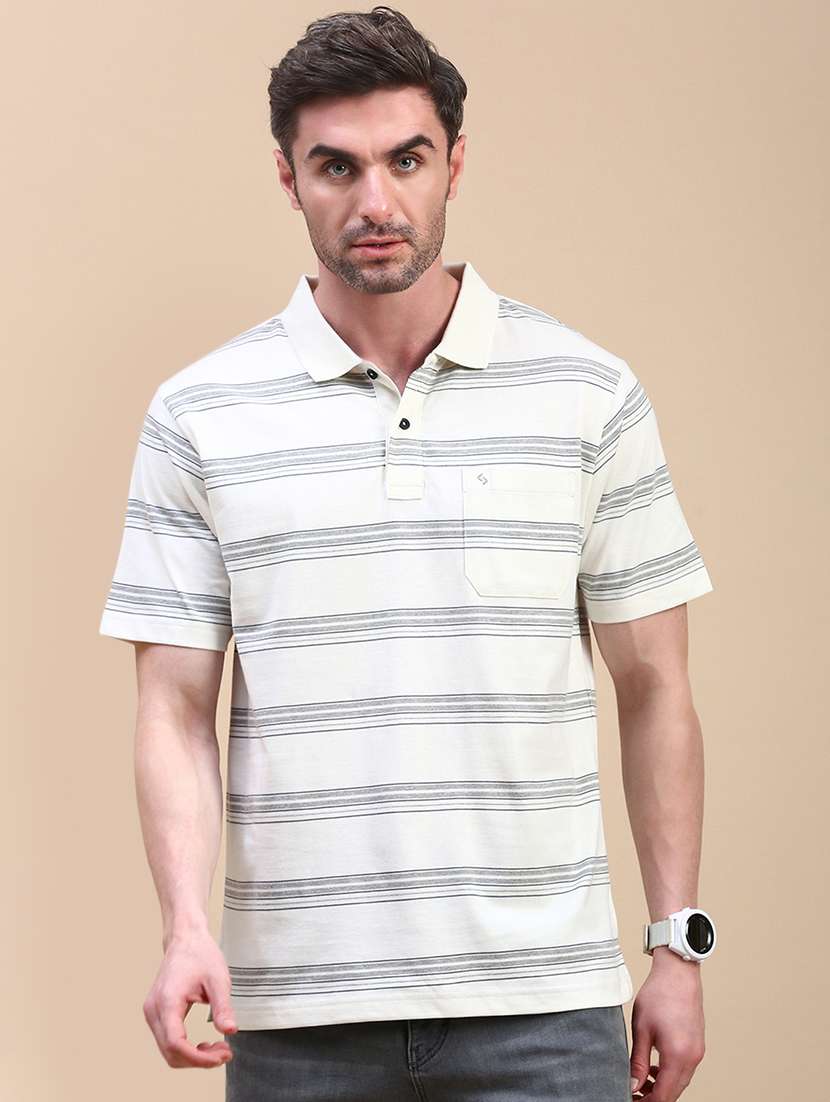 men stripes short sleeve regular fit polo t-shirt - 21844302 -  Standard Image - 3