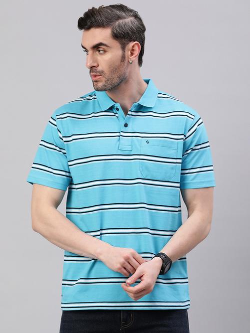 men stripes short sleeve regular fit polo t-shirt - 21844307 - Standard Image - 0