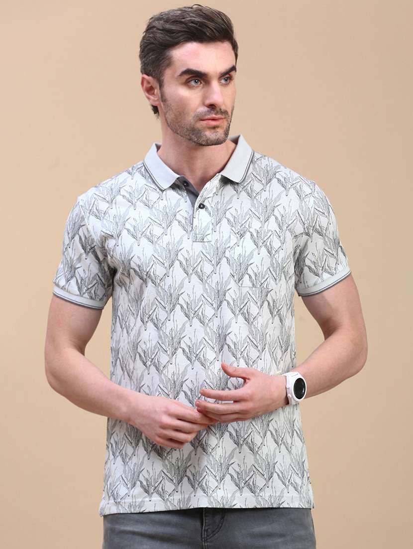men printed short sleeve slim fit polo t-shirt