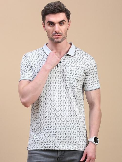 men printed short sleeve slim fit polo t-shirt - 21844314 - Standard Image - 0