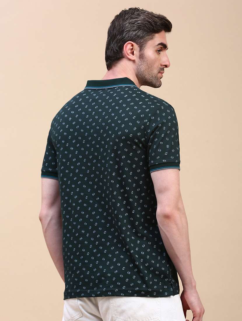 men printed short sleeve slim fit polo t-shirt - 21844316 -  Standard Image - 3