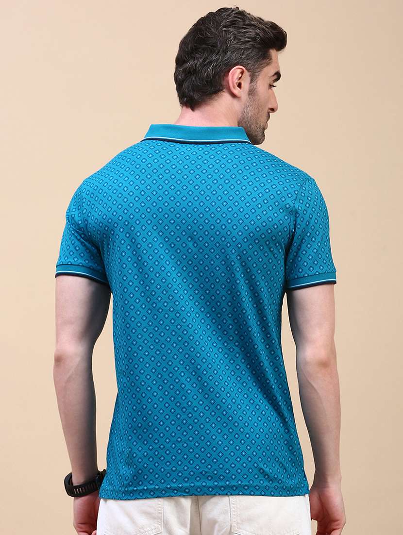 men printed short sleeve slim fit polo t-shirt - 21844320 -  Standard Image - 3