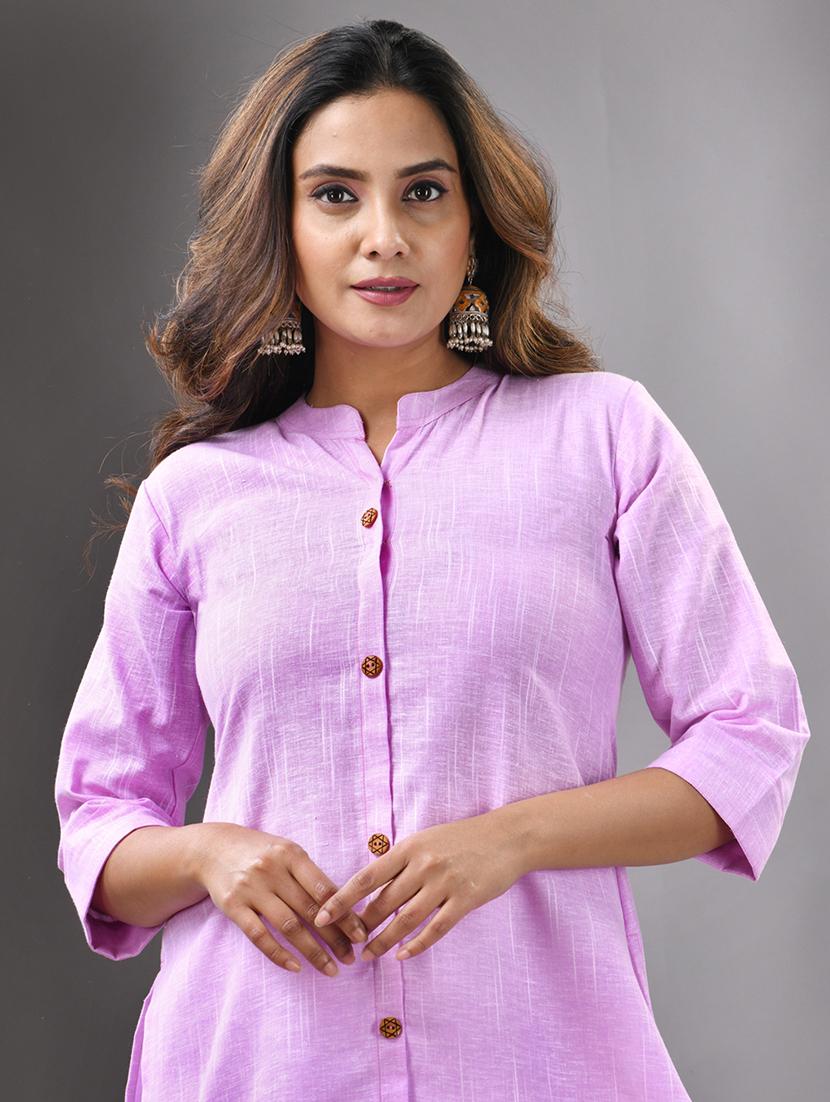 women solid three quarter sleeve straight kurta - 21844405 - Standard Image - 5