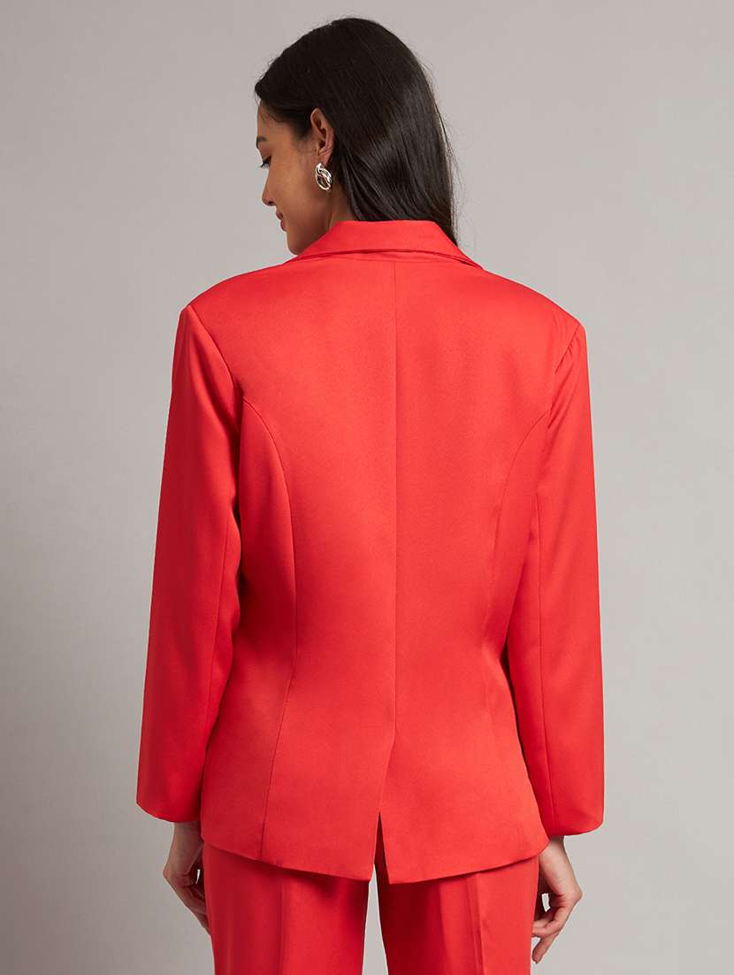 women solid long sleeves single breasted blazer - 21844468 - Standard Image - 3