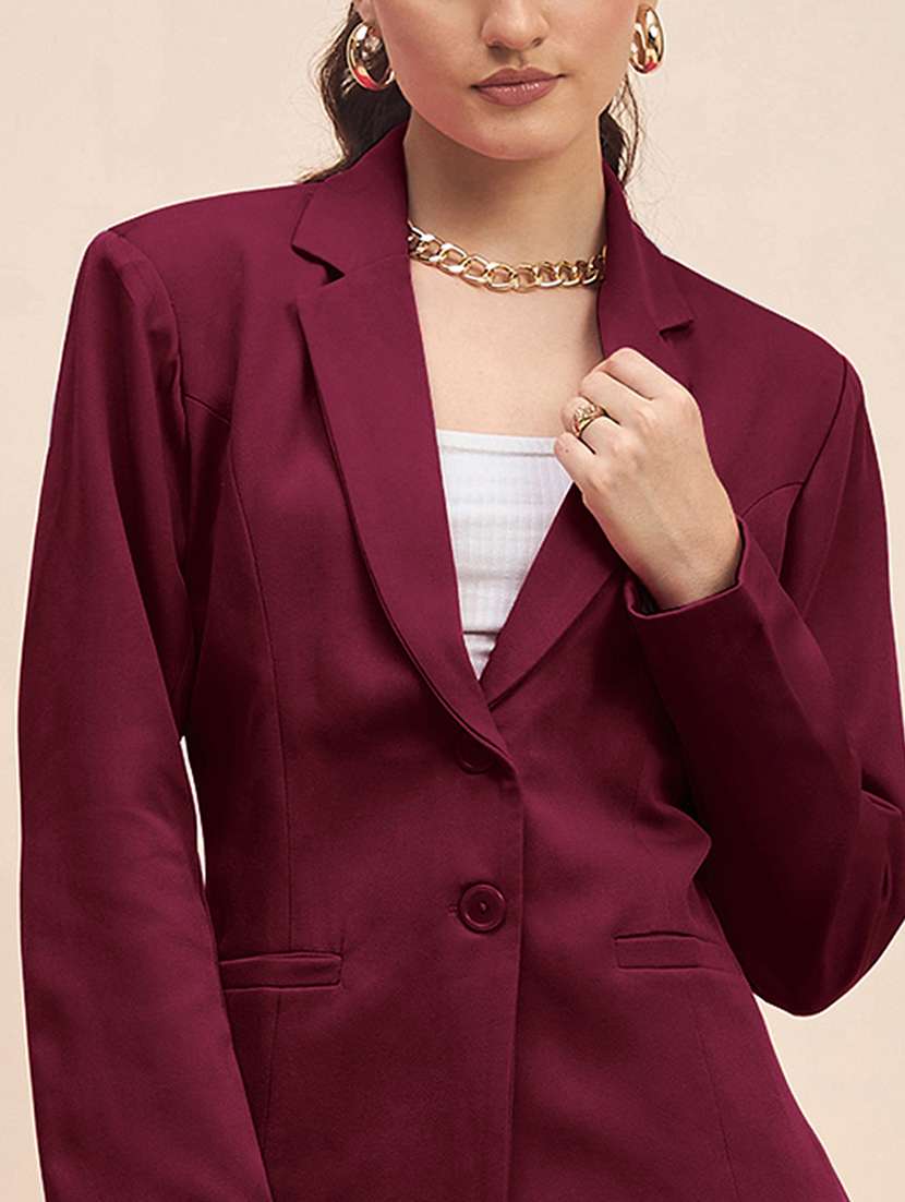 women solid long sleeves single breasted blazer - 21844469 -  Standard Image - 5