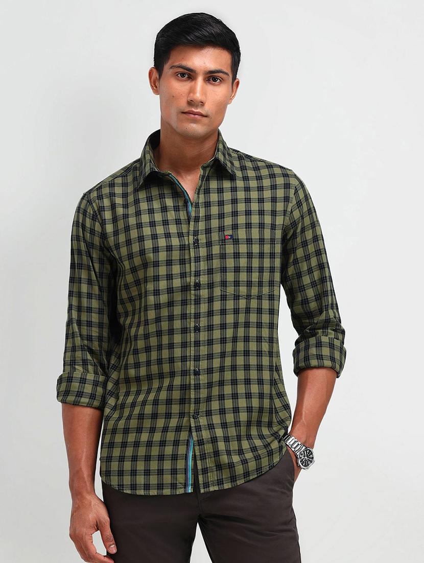 men checkered long sleeve slim fit casual shirt - 21844522 - Zoom Image - 0