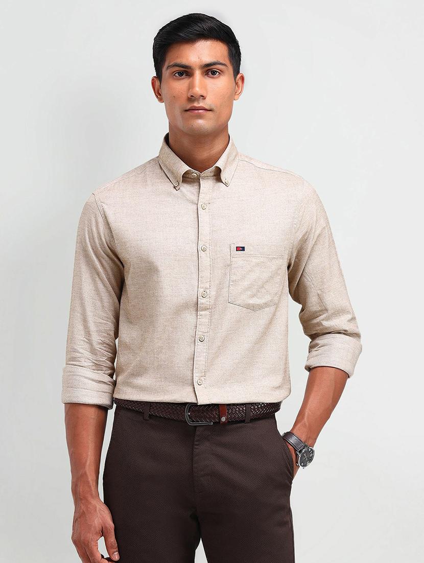 men solid long sleeve slim fit casual shirt - 21844524 -  Zoom Image - 0