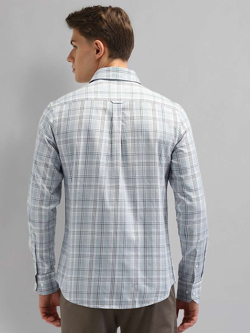 men checkered long sleeve slim fit casual shirt - 21844556 - Standard Image - 3