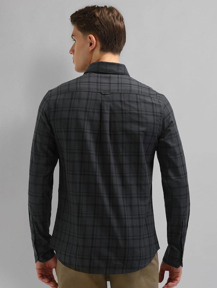 men checkered long sleeve slim fit casual shirt - 21844559 - Standard Image - 3