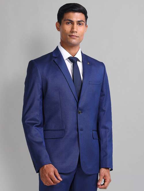 men solid long sleeve single breasted suit