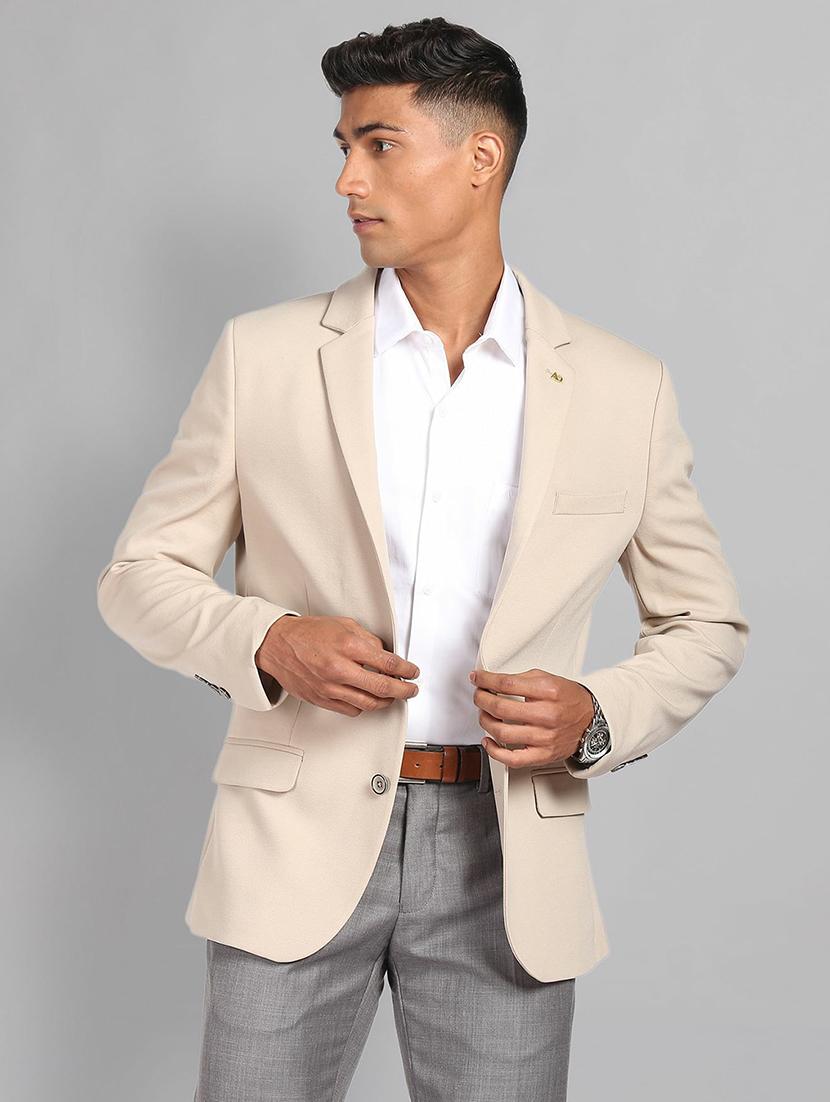 men lapel collar single breasted formal blazer - 21844677 -  Zoom Image - 0