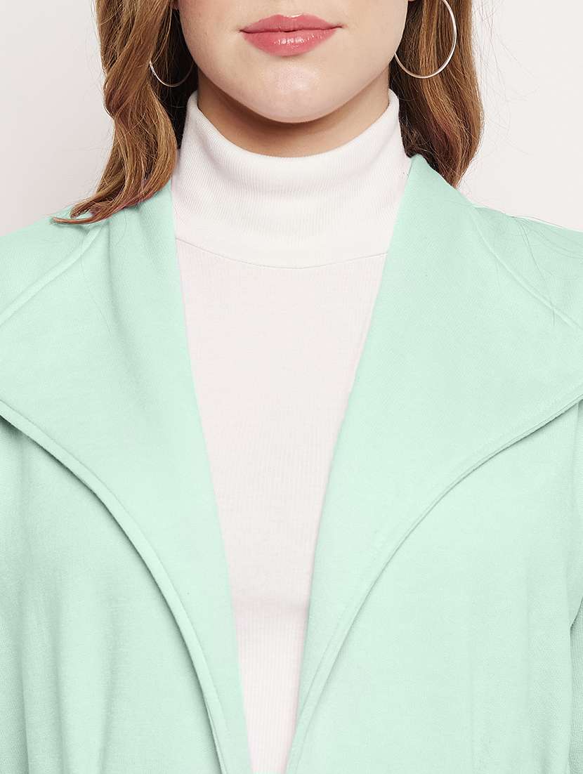 women solid long sleeves trench coat - 21844842 - Standard Image - 5