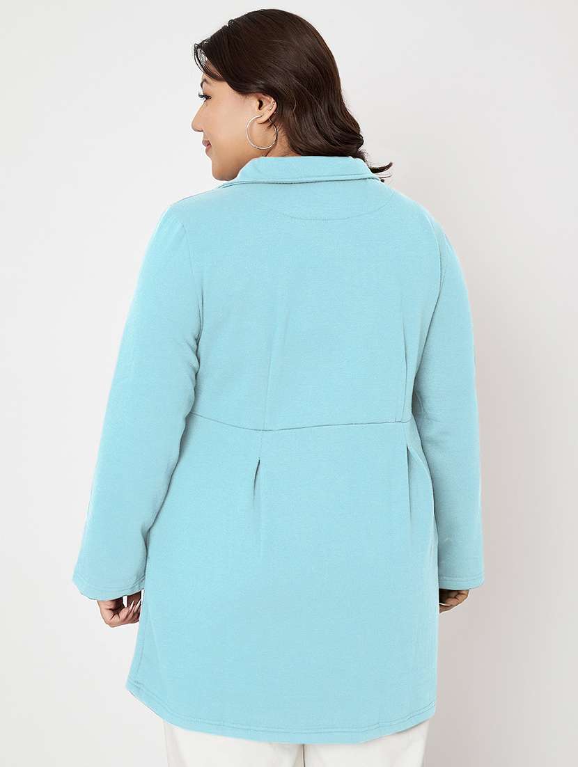 women plus size solid long sleeves trench coat - 21844849 -  Standard Image - 3