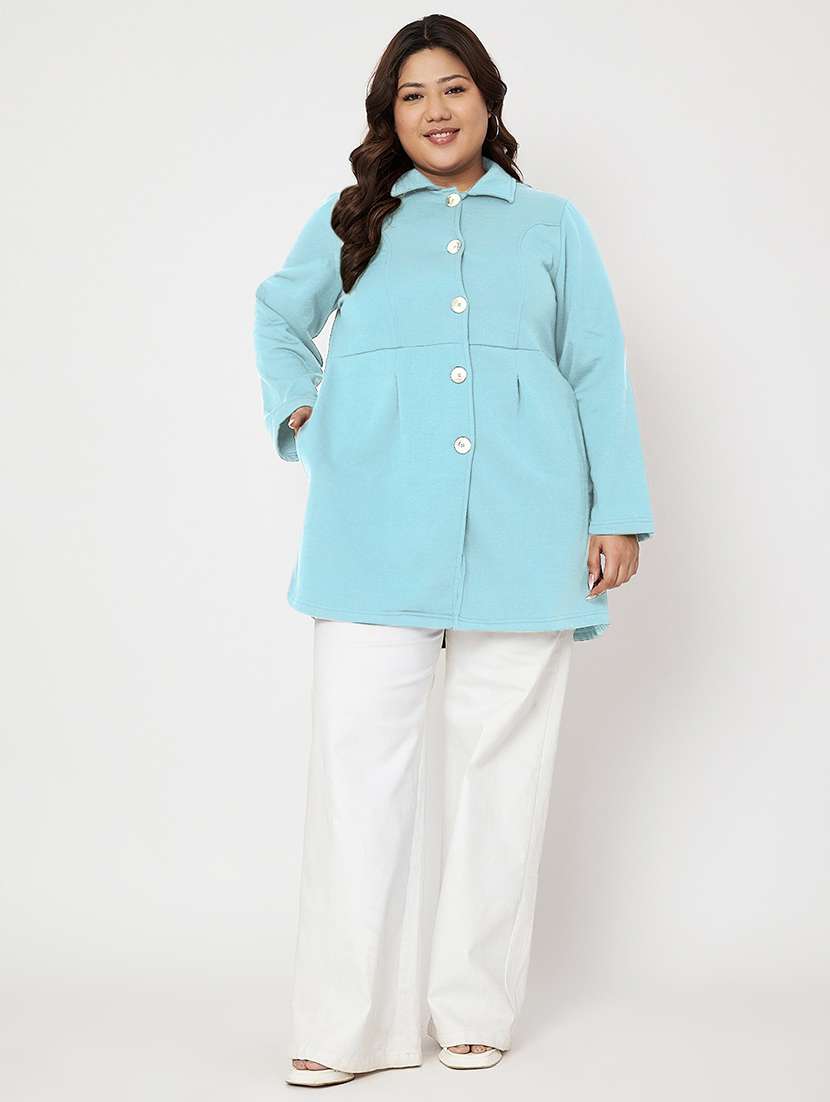 women plus size solid long sleeves trench coat - 21844849 -  Standard Image - 5