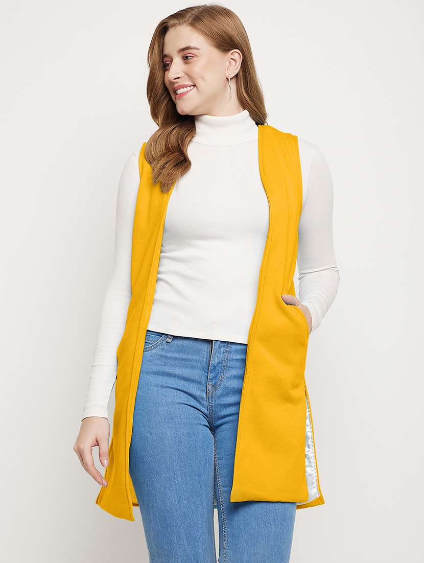 women solid sleeveless regular shrug