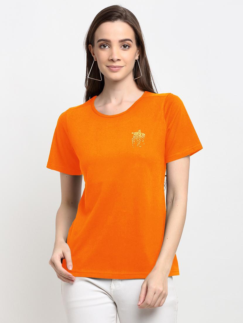 women solid short sleeves regular fit t-shirt - 21844904 -  Zoom Image - 0