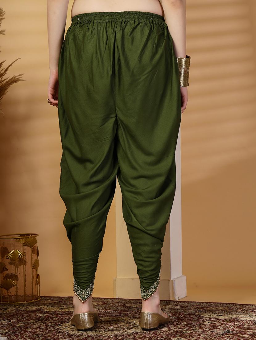 women solid mid rise embellished dhoti salwar - 21844924 - Standard Image - 3