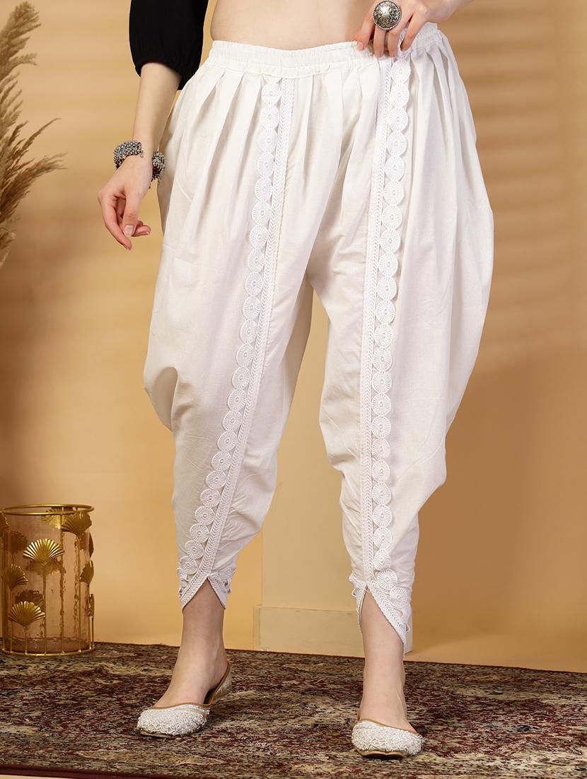 women solid mid rise embellished dhoti salwar - 21844925 - Zoom Image - 0