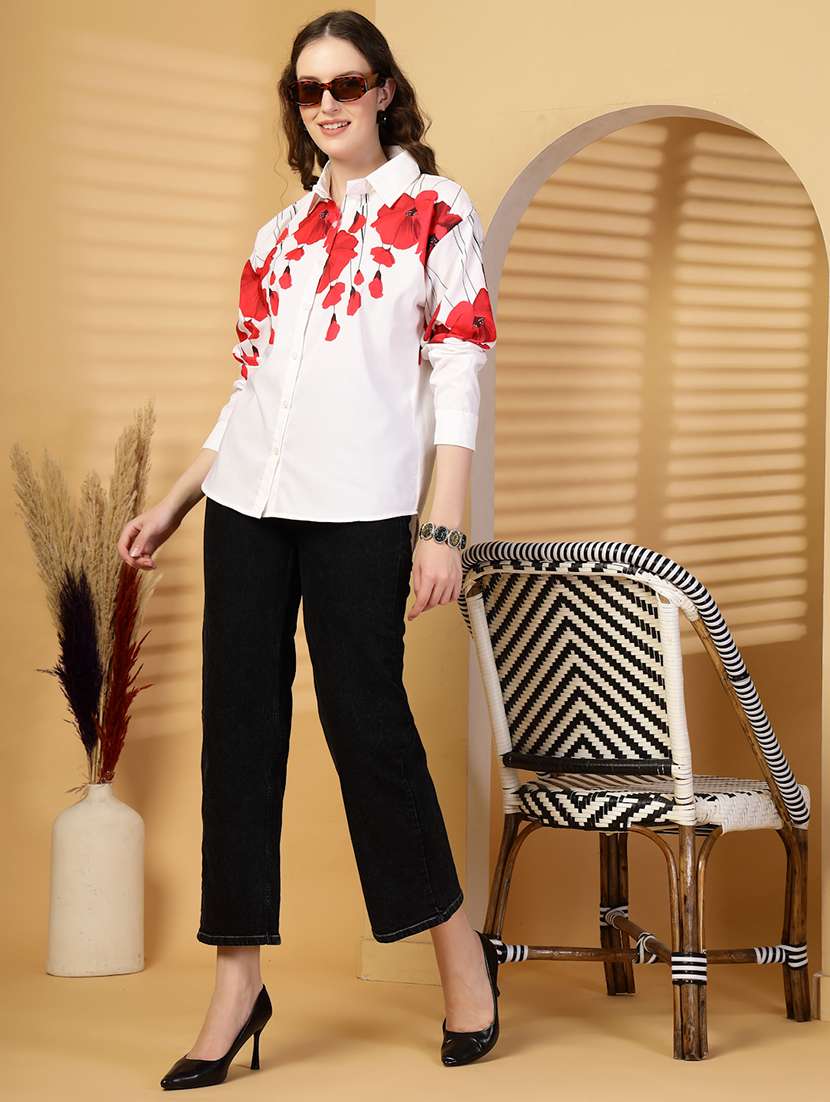 women floral print collared long sleeves shirt - 21844955 -  Standard Image - 5
