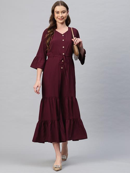 women solid bell sleeves calf length jumpsuit - 21845448 - Standard Image - 0
