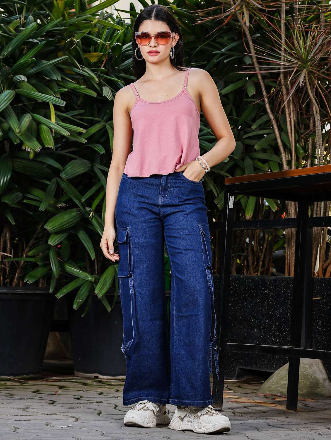 women solid shoulder strap crop top - 21845460 - Standard Image - 5