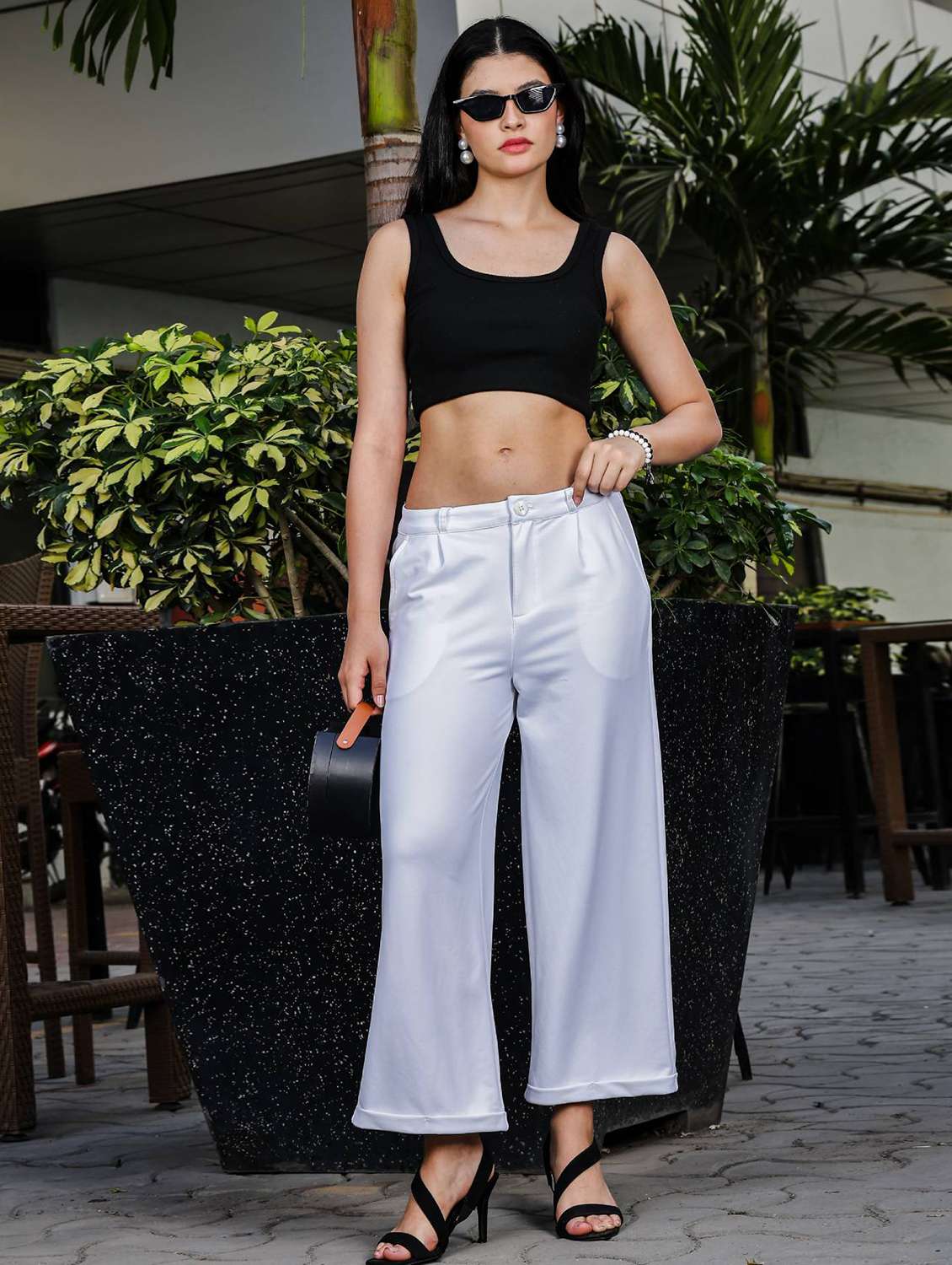 women solid low rise culottes - 21845463 - Standard Image - 5