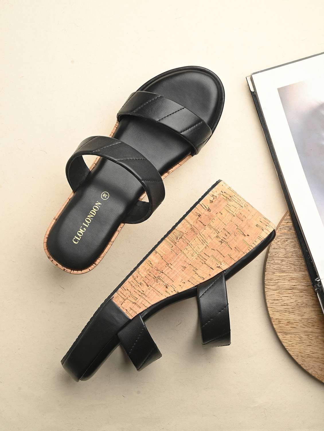 women black slip on wedge - 21845496 -  Zoom Image - 0